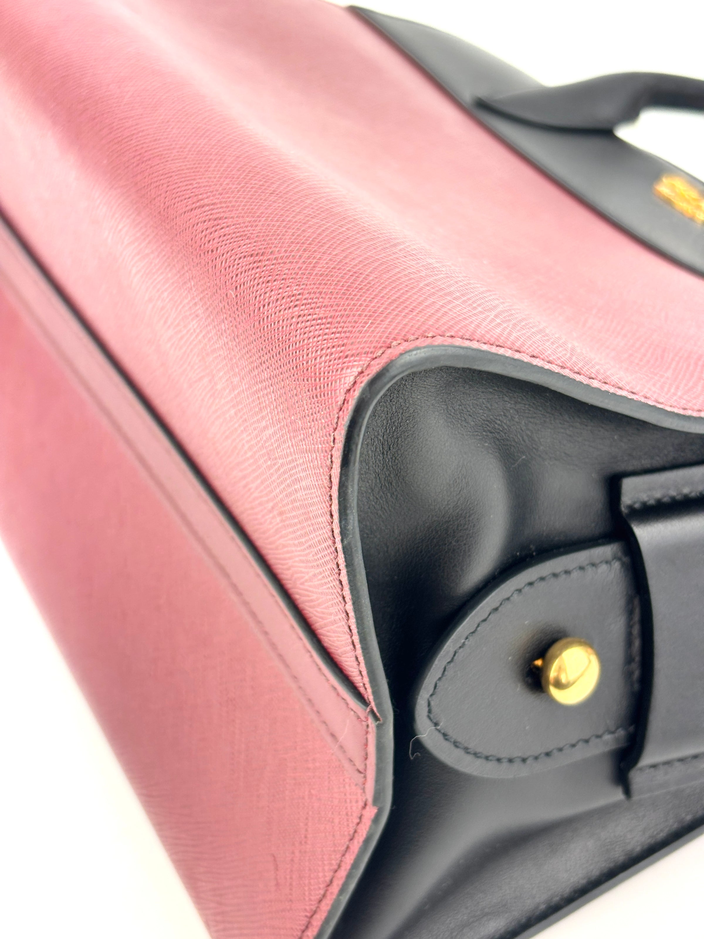 1BA046 Esplanade Satchel Red/Black Saffiano and City Calf Leather