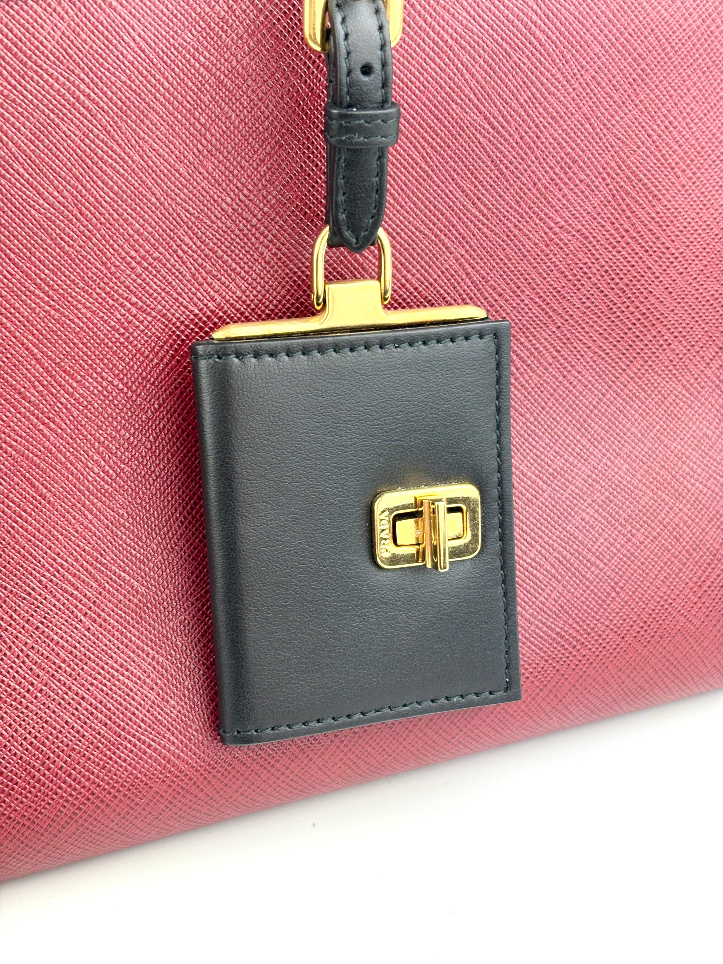 1BA046 Esplanade Satchel Red/Black Saffiano and City Calf Leather