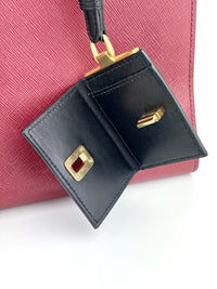 1BA046 Esplanade Satchel Red/Black Saffiano and City Calf Leather