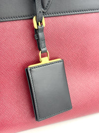 1BA046 Esplanade Satchel Red/Black Saffiano and City Calf Leather