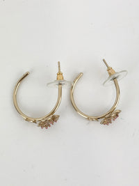 B13C Pink Flower CC Gold Metal Earrings