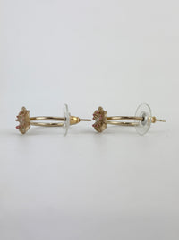 B13C Pink Flower CC Gold Metal Earrings
