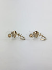 B13C Pink Flower CC Gold Metal Earrings
