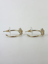 B13C Pink Flower CC Gold Metal Earrings