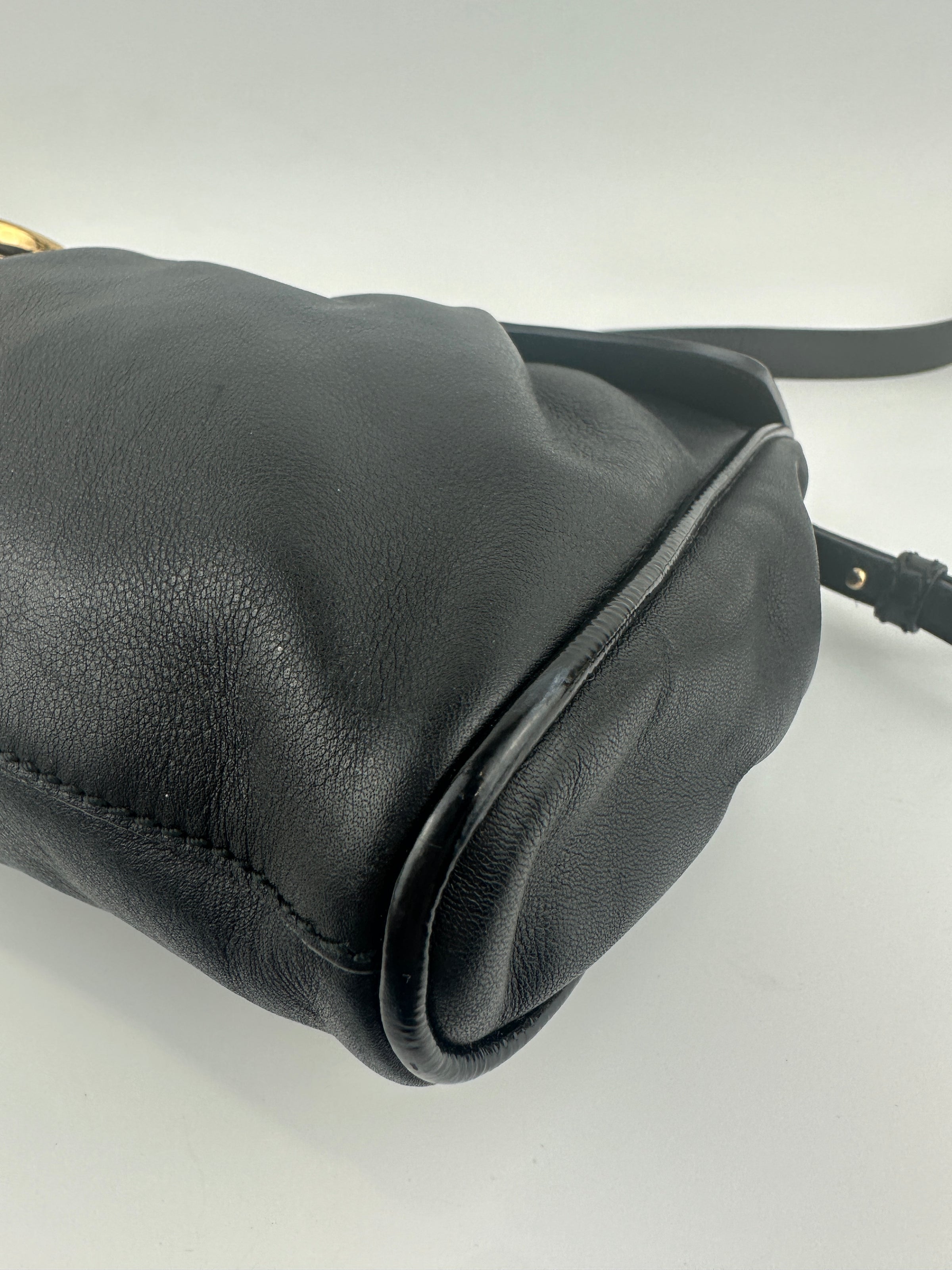 Gancini Large Flip-Lock Black Patent / Calfskin Crossbody Bag