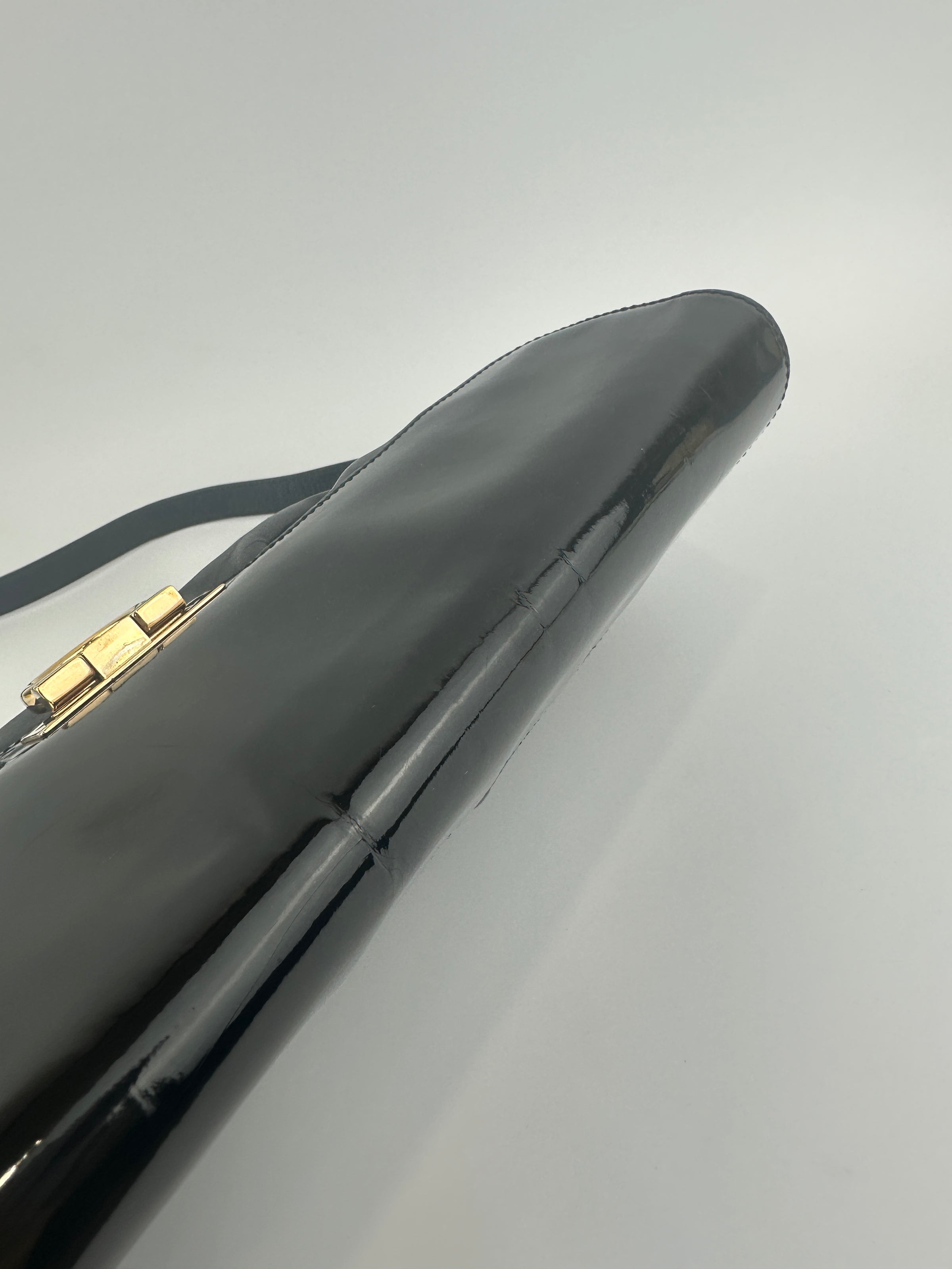 Gancini Large Flip-Lock Black Patent / Calfskin Crossbody Bag