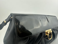 Gancini Large Flip-Lock Black Patent / Calfskin Crossbody Bag