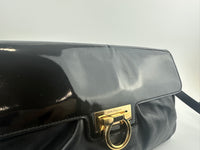 Gancini Large Flip-Lock Black Patent / Calfskin Crossbody Bag