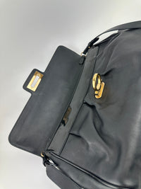 Gancini Large Flip-Lock Black Patent / Calfskin Crossbody Bag