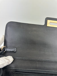 Gancini Large Flip-Lock Black Patent / Calfskin Crossbody Bag