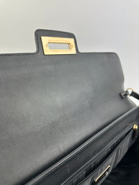 Gancini Large Flip-Lock Black Patent / Calfskin Crossbody Bag