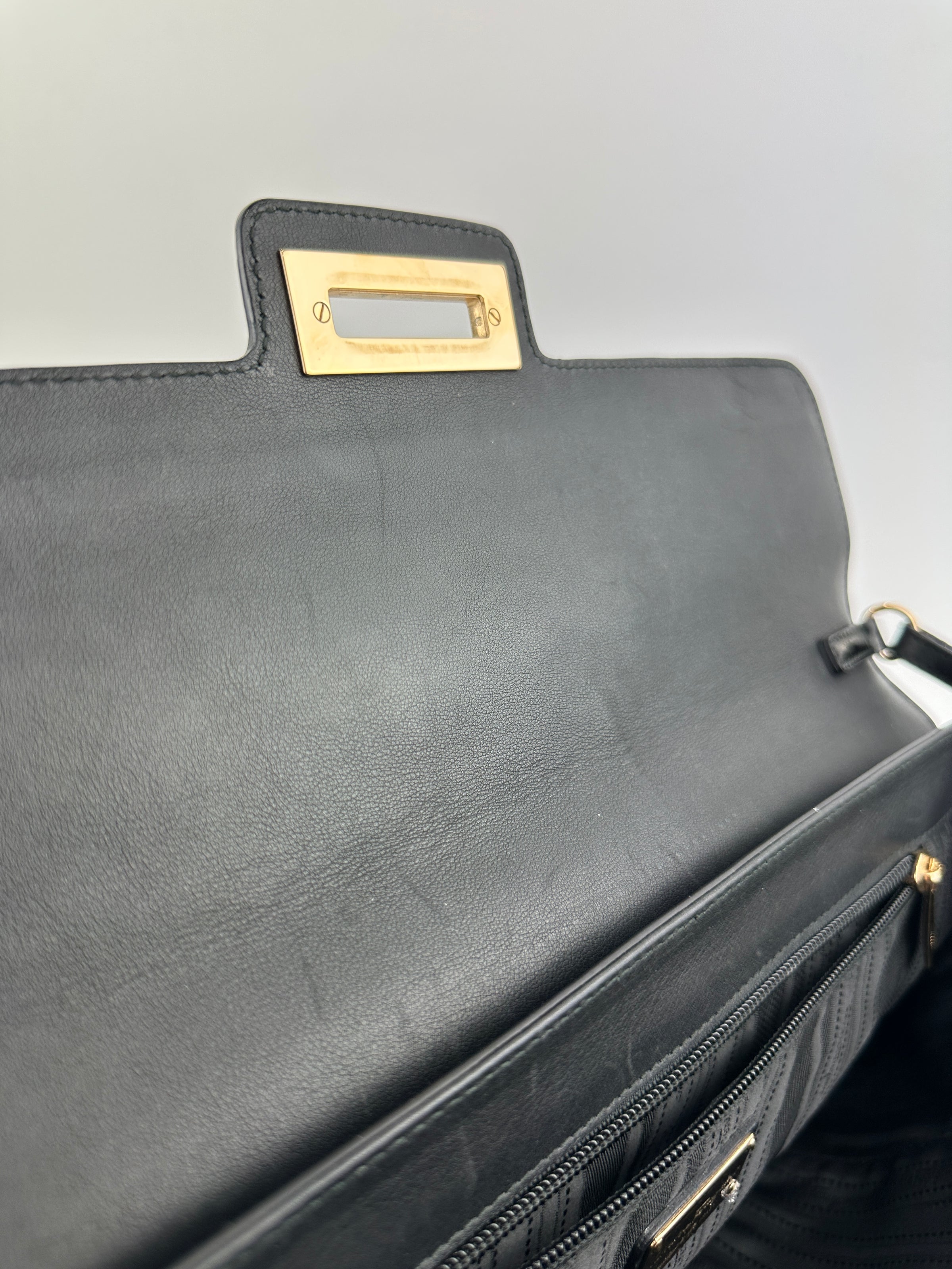 Gancini Large Flip-Lock Black Patent / Calfskin Crossbody Bag