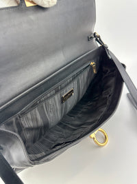 Gancini Large Flip-Lock Black Patent / Calfskin Crossbody Bag