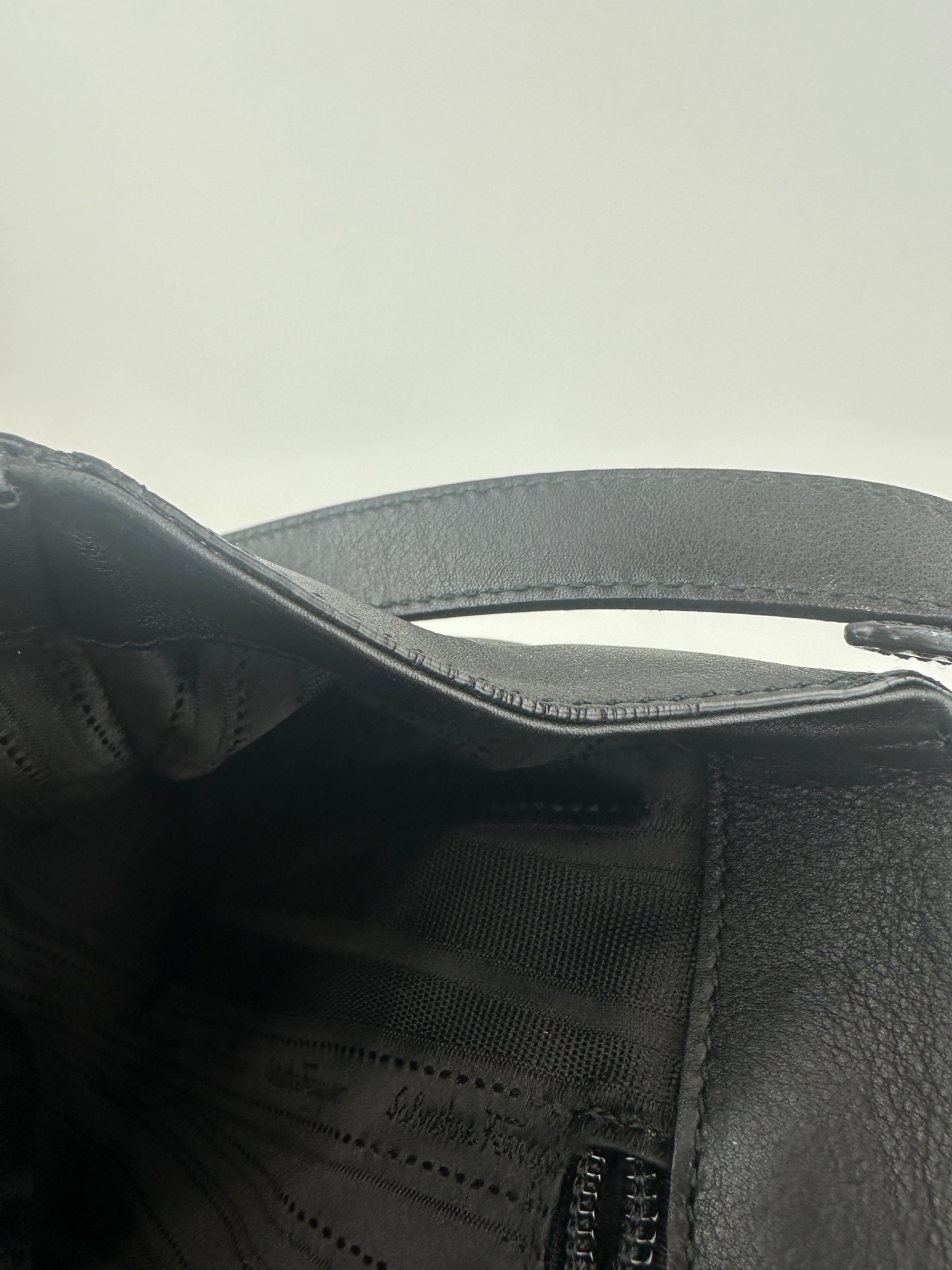 Gancini Large Flip-Lock Black Patent / Calfskin Crossbody Bag