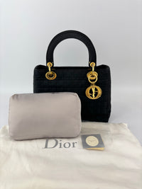 Vintage Small Lady Dior in Black Quilted Nylon