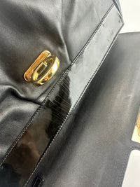 Gancini Large Flip-Lock Black Patent / Calfskin Crossbody Bag