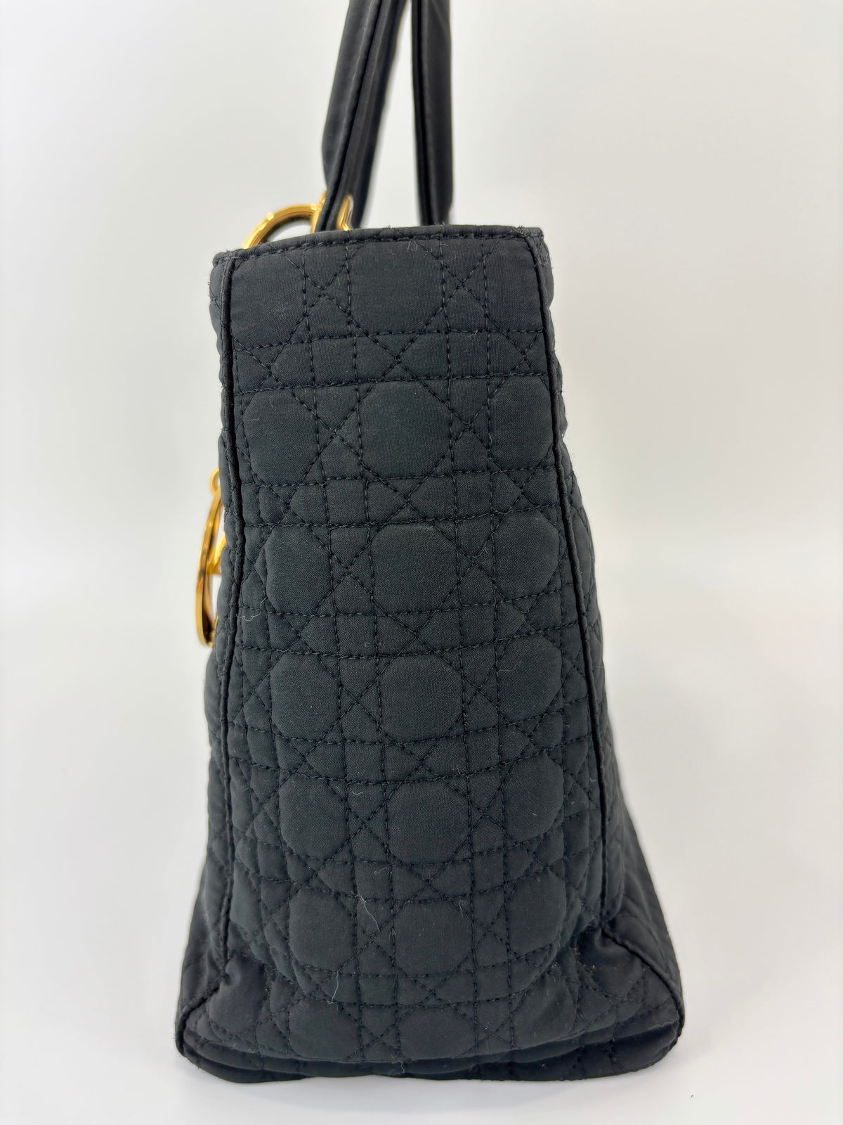 Vintage Small Lady Dior in Black Quilted Nylon