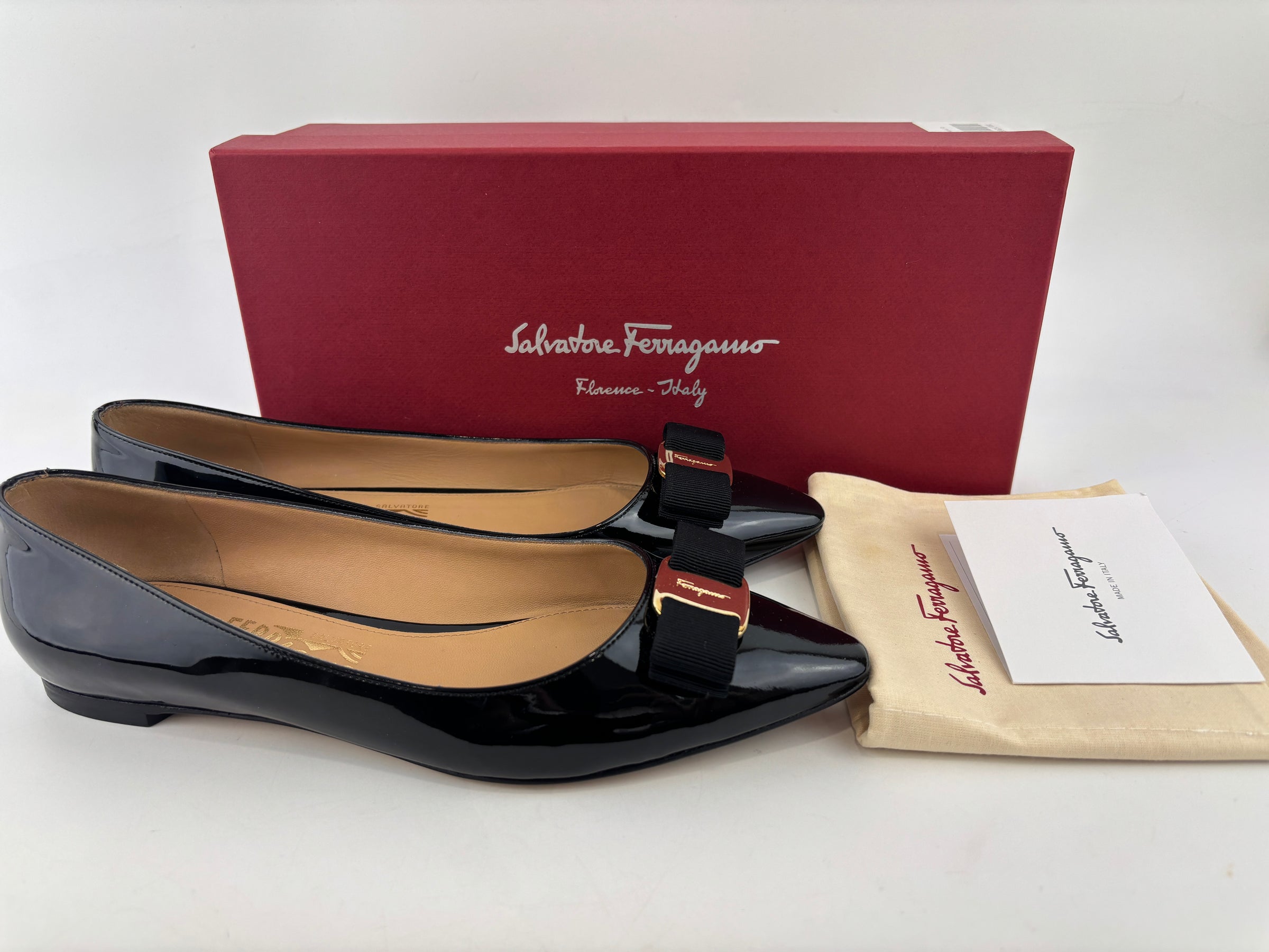 Emy Ballet Flat Black Patent Leather Size 38.5