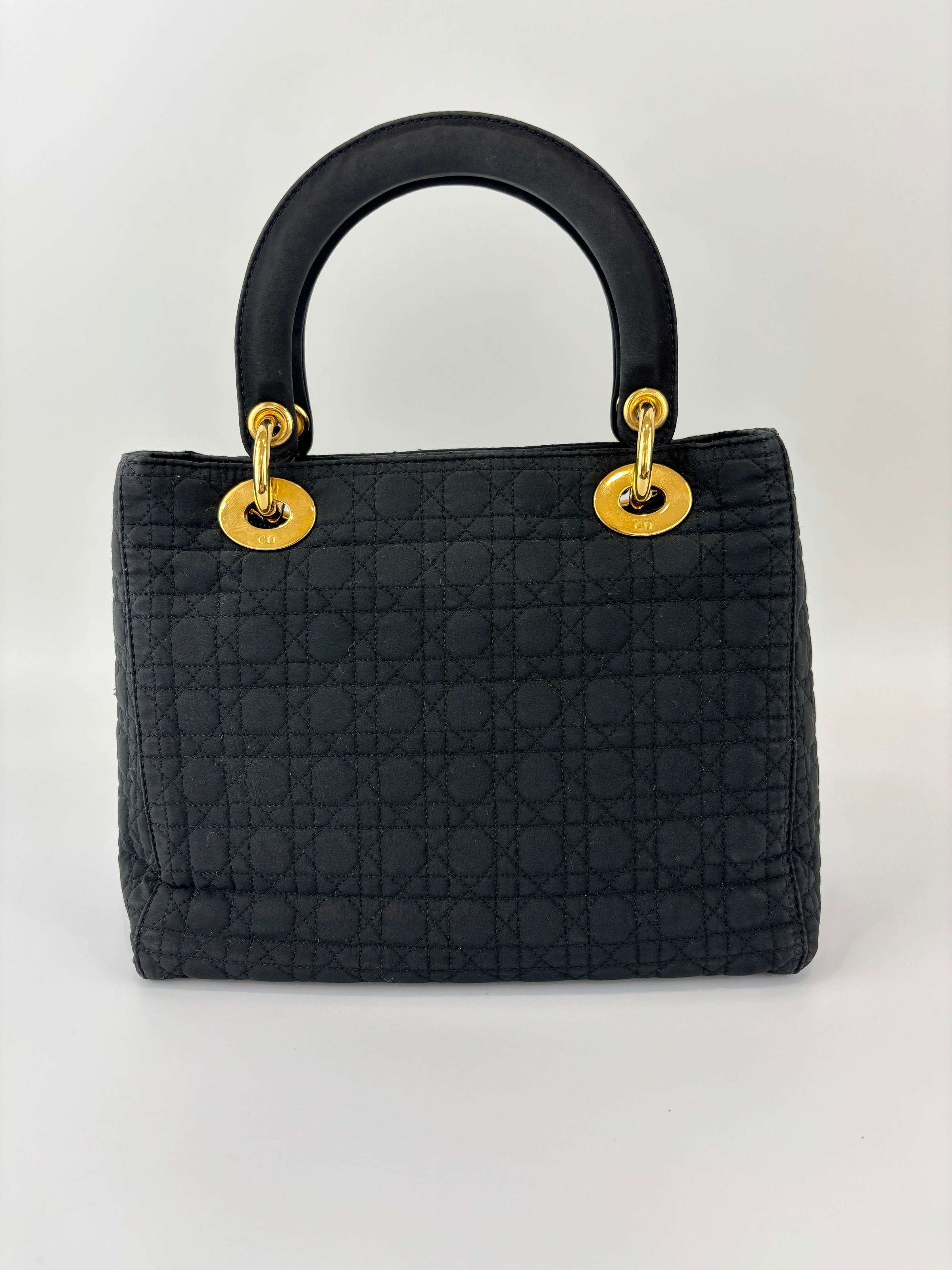Vintage Small Lady Dior in Black Quilted Nylon
