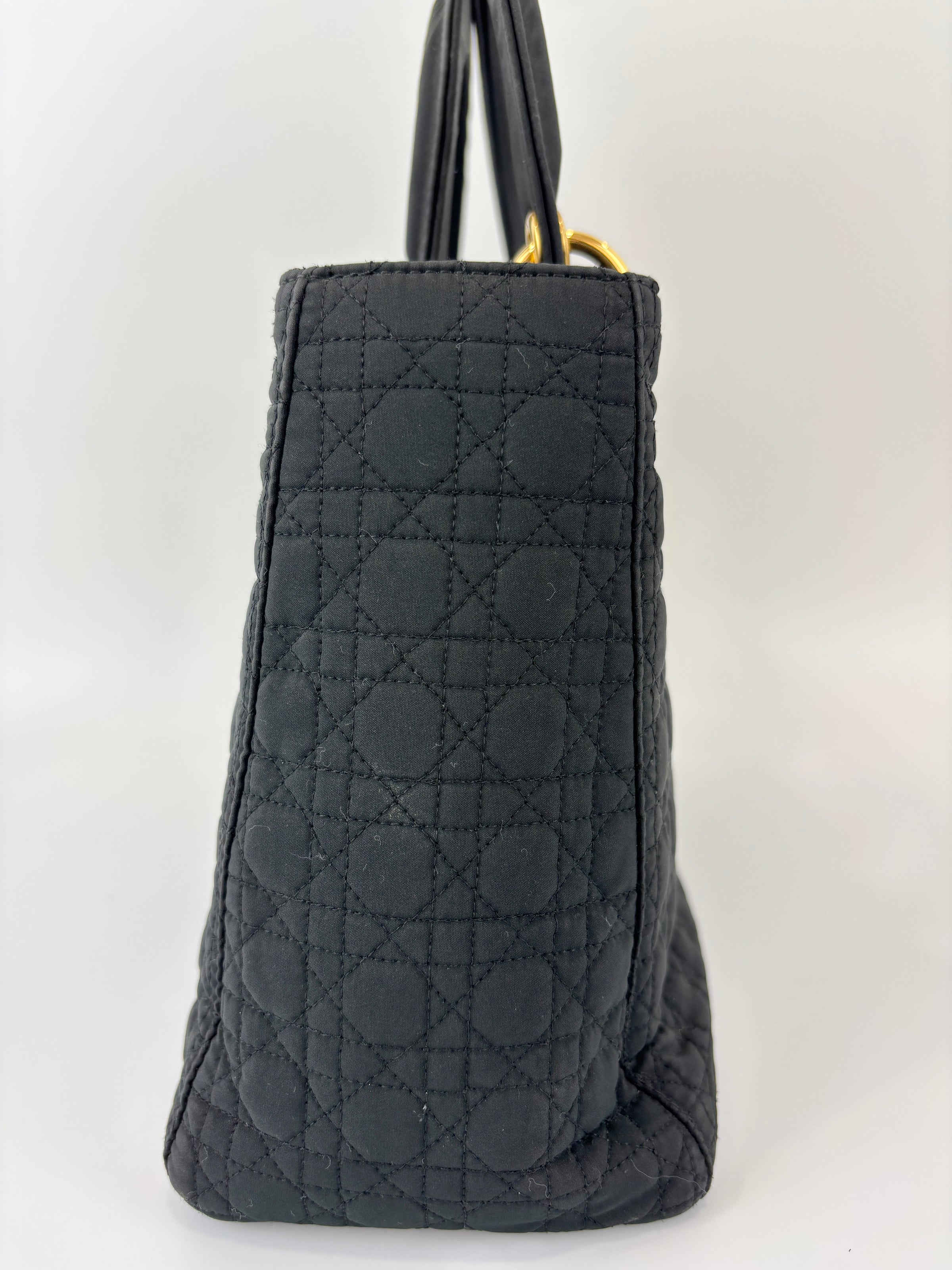 Vintage Small Lady Dior in Black Quilted Nylon