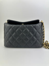 25P Polly Pocket Black Caviar Purse with Chain GHW