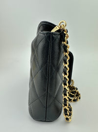 25P Polly Pocket Black Caviar Purse with Chain GHW