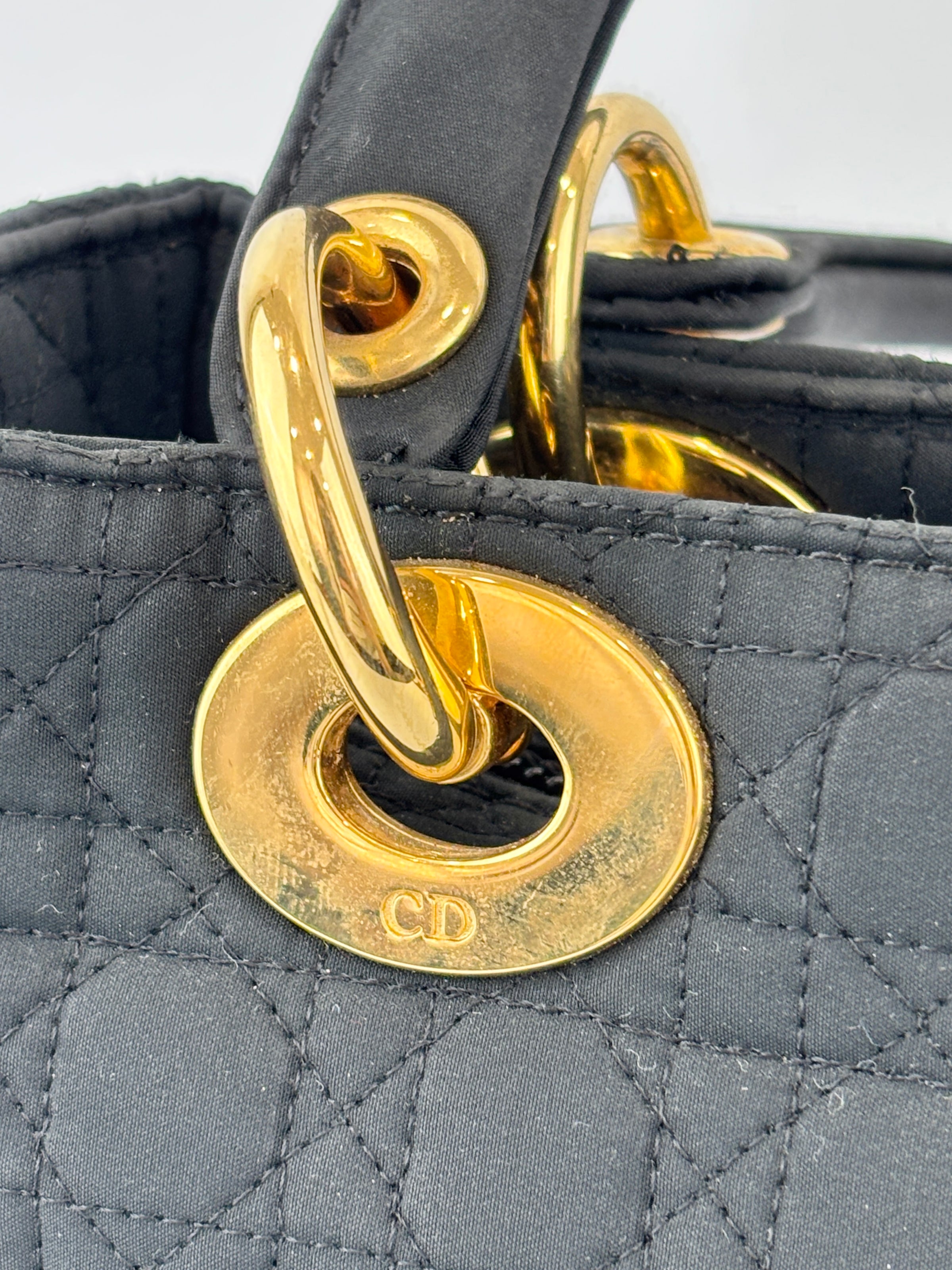 Vintage Small Lady Dior in Black Quilted Nylon