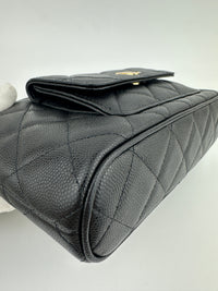 25P Polly Pocket Black Caviar Purse with Chain GHW