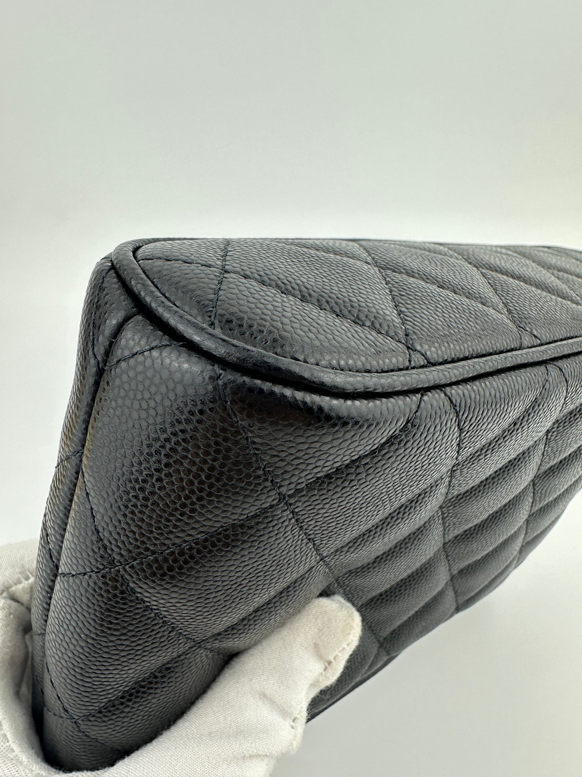 25P Polly Pocket Black Caviar Purse with Chain GHW