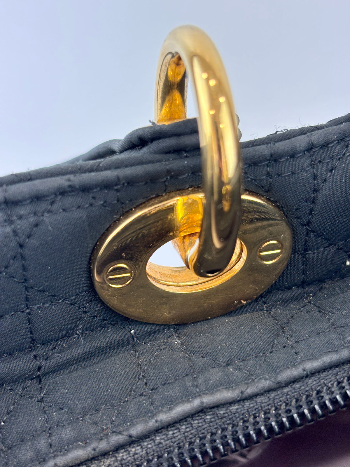 Vintage Small Lady Dior in Black Quilted Nylon