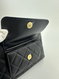 25P Polly Pocket Black Caviar Purse with Chain GHW