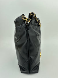 Mini 22 Black Shiny Calfskin & Gold-Tone Metal