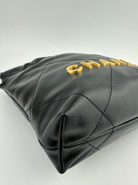 Mini 22 Black Shiny Calfskin & Gold-Tone Metal