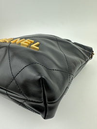 Mini 22 Black Shiny Calfskin & Gold-Tone Metal