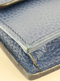 Interlocking G Wallet on Chain in Blue Pebbled Leather