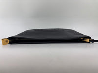 Smooth Calfskin Stripe Zip Clutch in Black