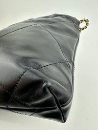 Mini 22 Black Shiny Calfskin & Gold-Tone Metal