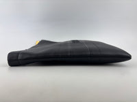 Smooth Calfskin Stripe Zip Clutch in Black