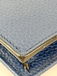 Interlocking G Wallet on Chain in Blue Pebbled Leather