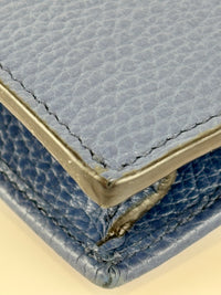 Interlocking G Wallet on Chain in Blue Pebbled Leather
