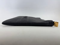 Smooth Calfskin Stripe Zip Clutch in Black