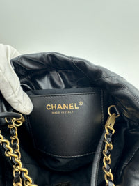 Mini 22 Black Shiny Calfskin & Gold-Tone Metal