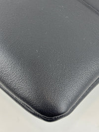 Smooth Calfskin Stripe Zip Clutch in Black