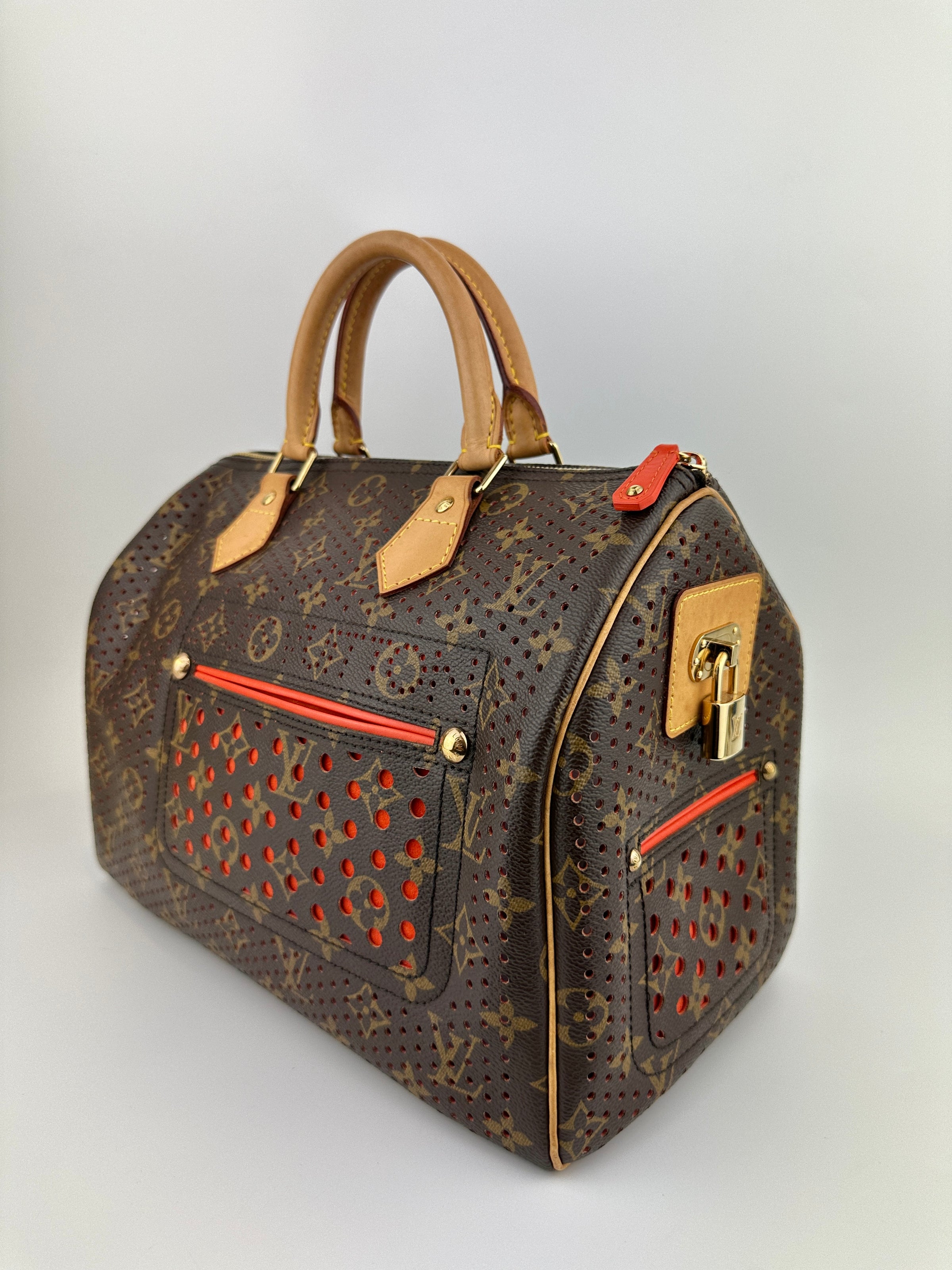 Limited Edition Speedy 30 Monogram Perforated Orange Bag