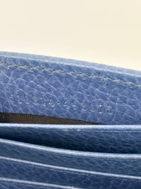 Interlocking G Wallet on Chain in Blue Pebbled Leather