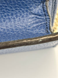 Interlocking G Wallet on Chain in Blue Pebbled Leather