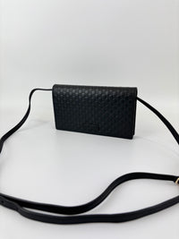Micro Guccissima Flap Wallet on Chain in Black