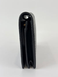 Micro Guccissima Flap Wallet on Chain in Black