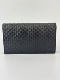 Micro Guccissima Flap Wallet on Chain in Black