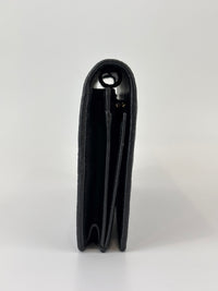 Micro Guccissima Flap Wallet on Chain in Black